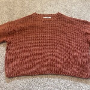 Moon & Madison Brown Crew Neck Sweater Chunky Knit Oversized